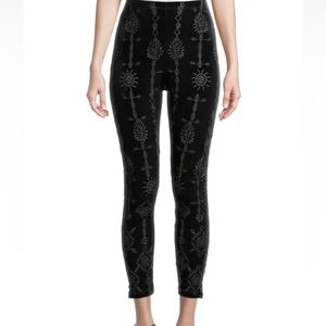 BNWT Johnny Was Althea Stretch Embroidered Velvet Legging, Black, XXl Org. $270